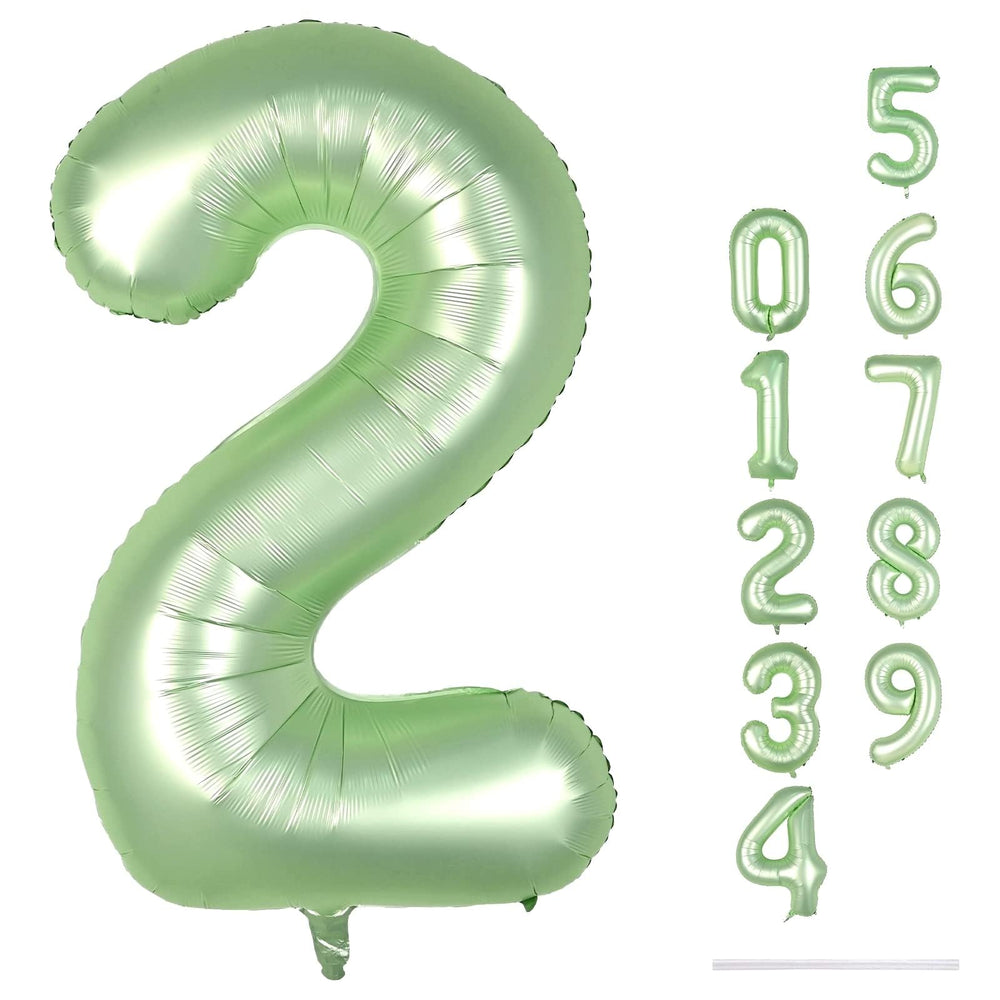 Lingqiang photo backdrop featuring sage green number 2 balloon