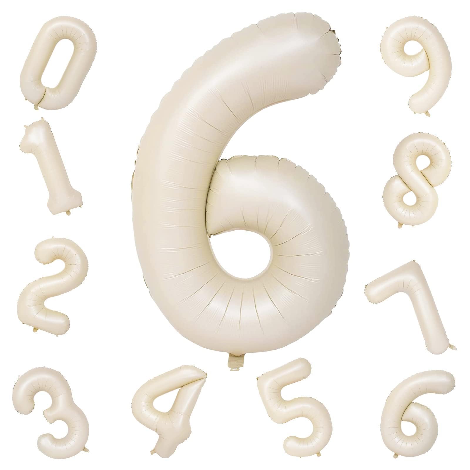 Lingqiang ivory 6-number balloon serves as a stylish photo prop.