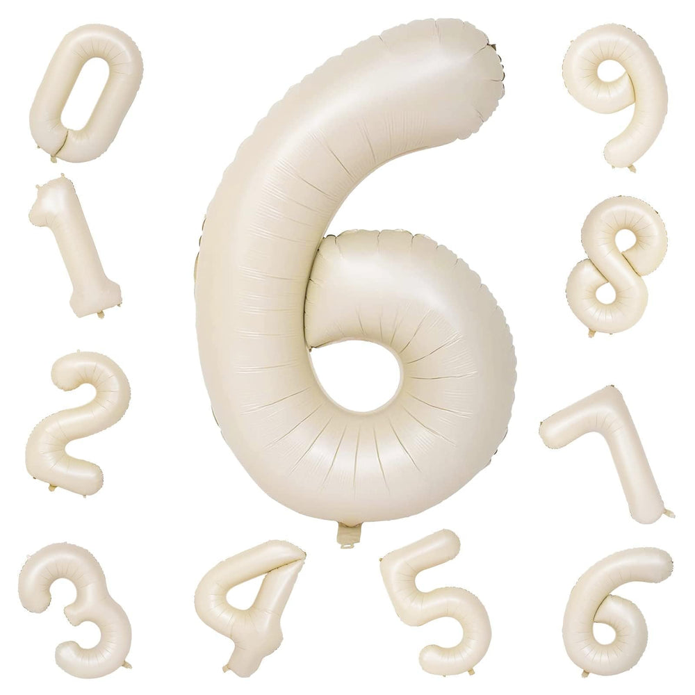 Lingqiang ivory 6-number balloon serves as a stylish photo prop.