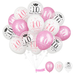 Lingqiang pink 10th birthday balloons pack creates a cheerful photo backdrop.
