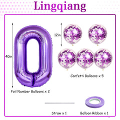 Lingqiang purple confetti latex balloons for festive celebrations