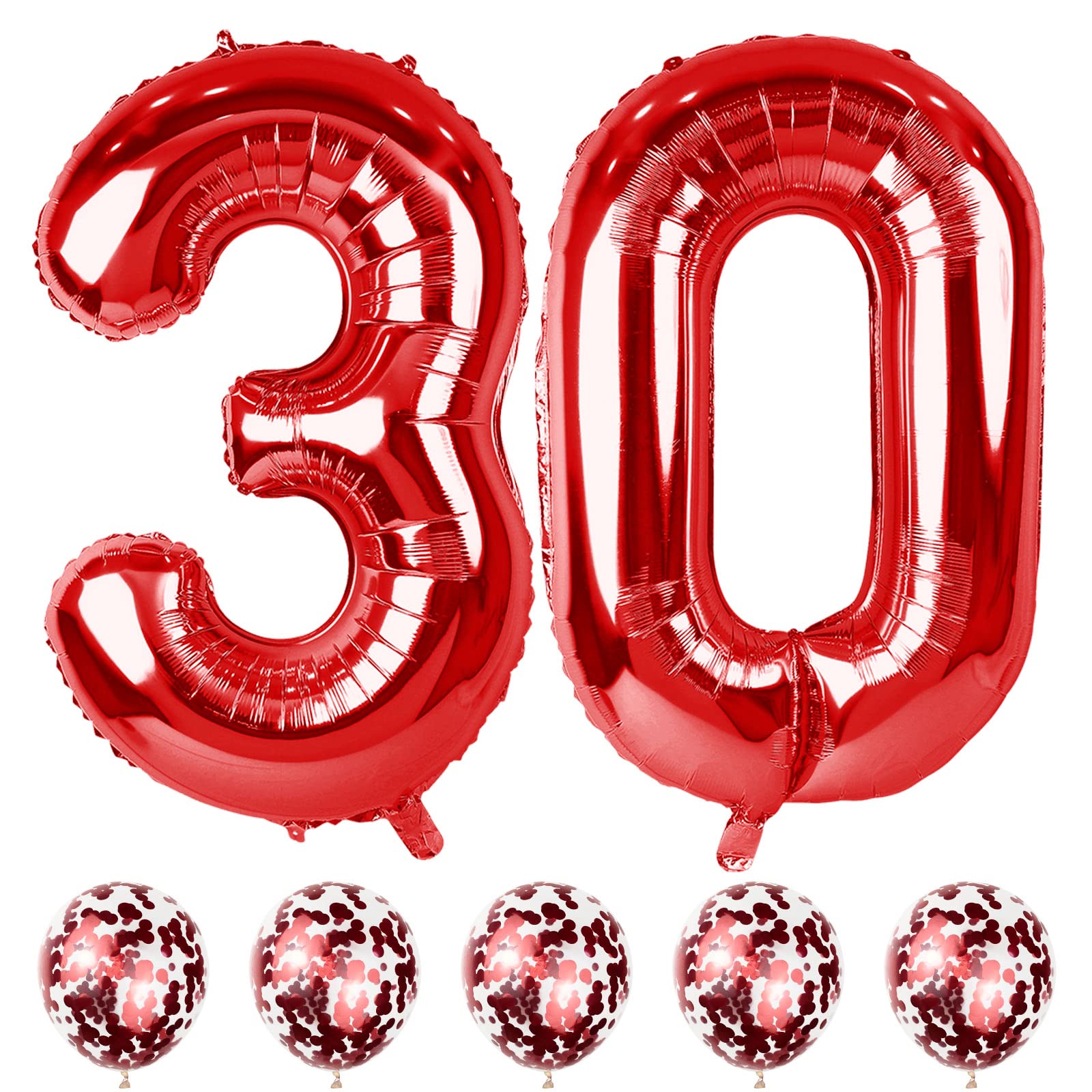 Lingqiang red 30th birthday foil balloons for a dramatic 40-inch display.