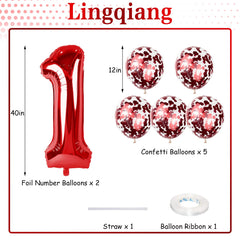 Lingqiang red 40in number-8 balloon highlights milestone celebrations.