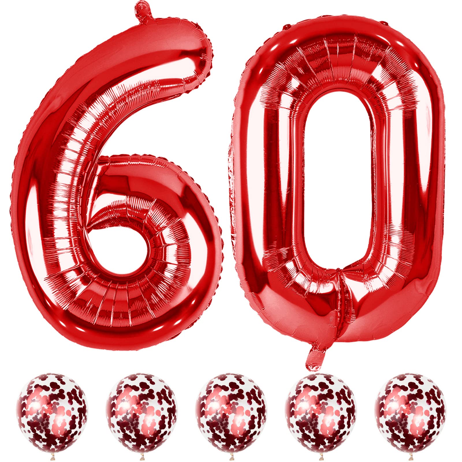 Lingqiang red 60th birthday 40-inch foil number balloons for a bold display