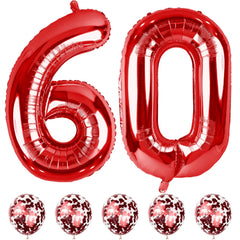 Lingqiang red 60th birthday 40-inch foil number balloons for a bold display