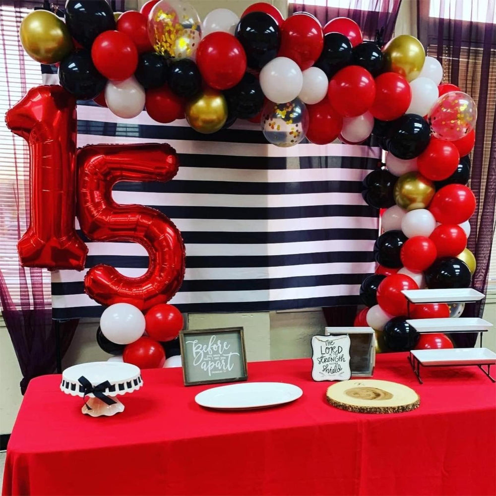 Lingqiang Red Number 1 balloon packaged and ready for party prep.