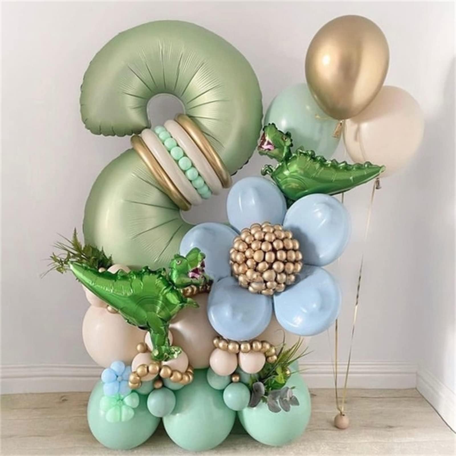 Lingqiang sage green balloon inflated with helium floats for celebrations.