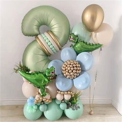 Lingqiang sage green balloon inflated with helium floats for celebrations.