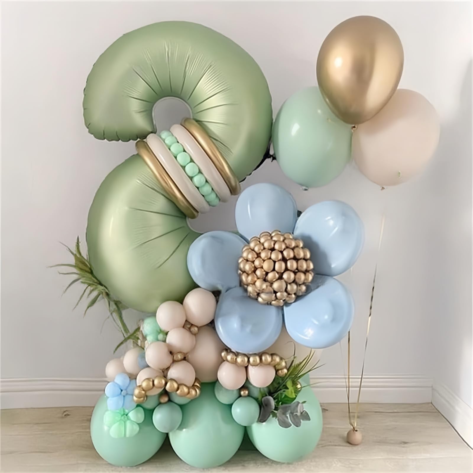 Lingqiang sage-green number 2 balloon floating in air for celebration