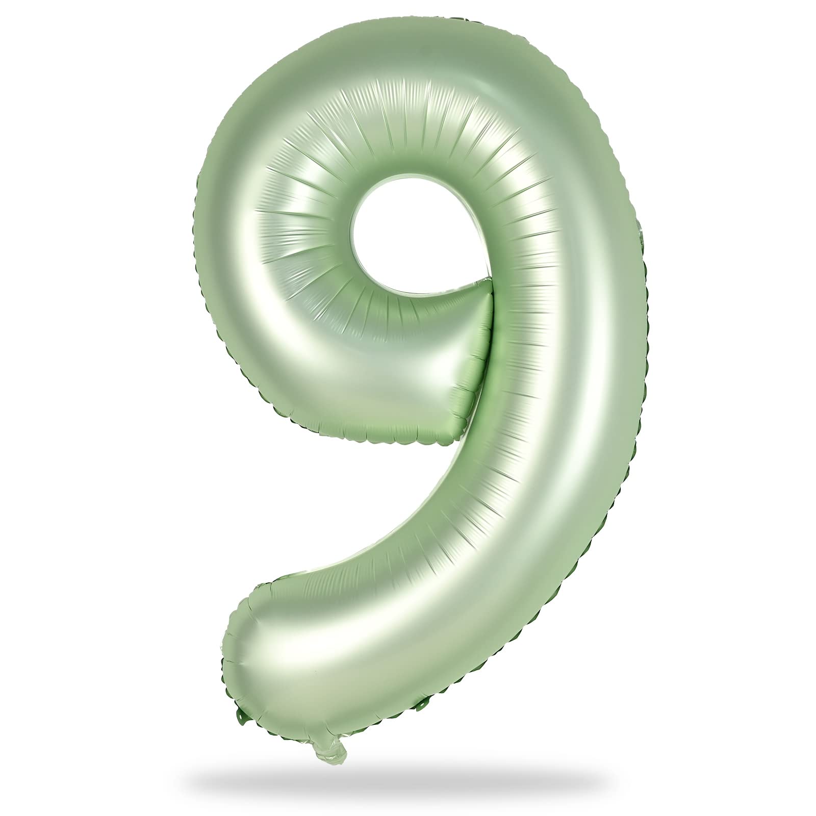 Lingqiang 40 inch sage green number 9 balloon for birthday backdrops and photo props.