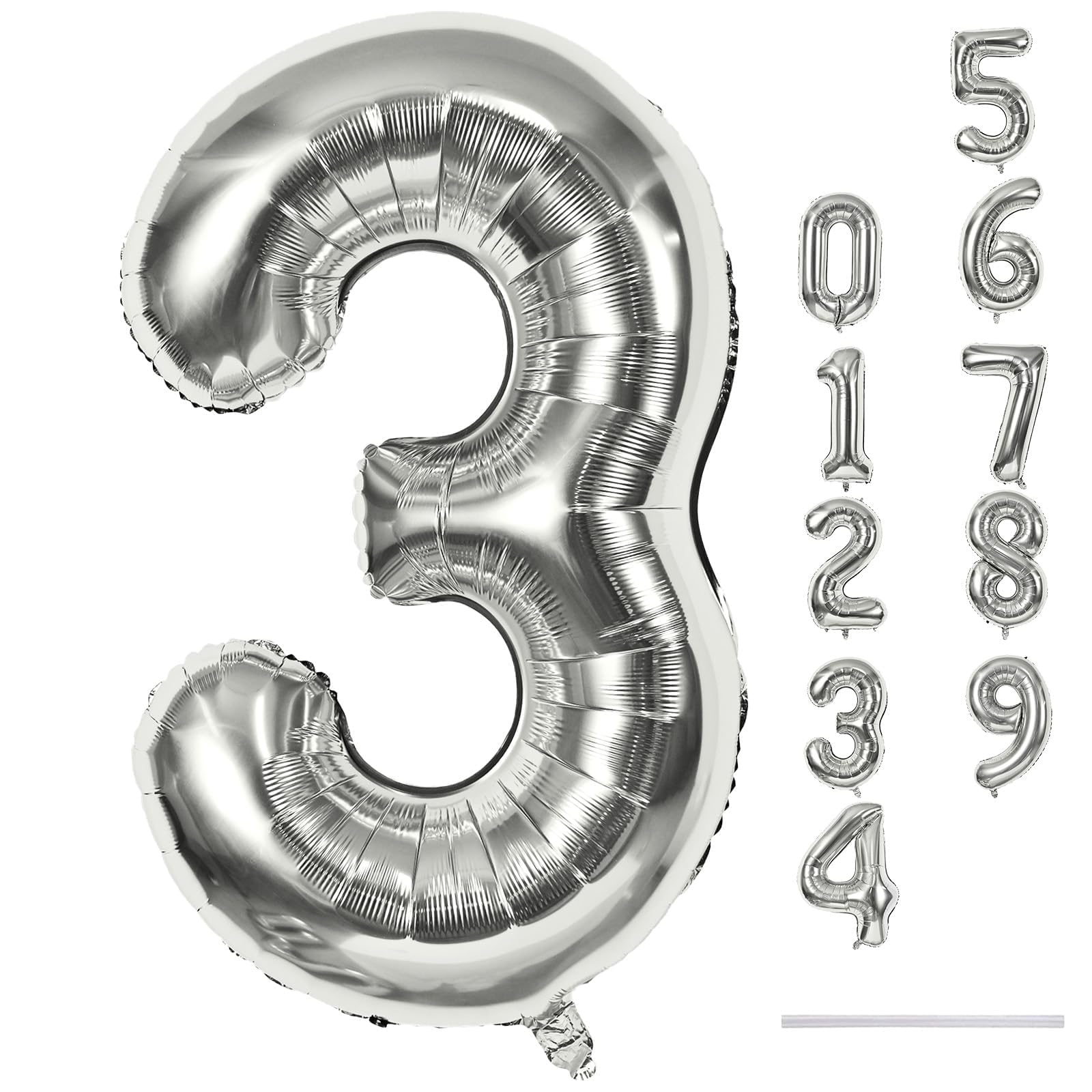 Lingqiang silver 3 balloon, 40-inch giant, ideal for milestone birthdays.