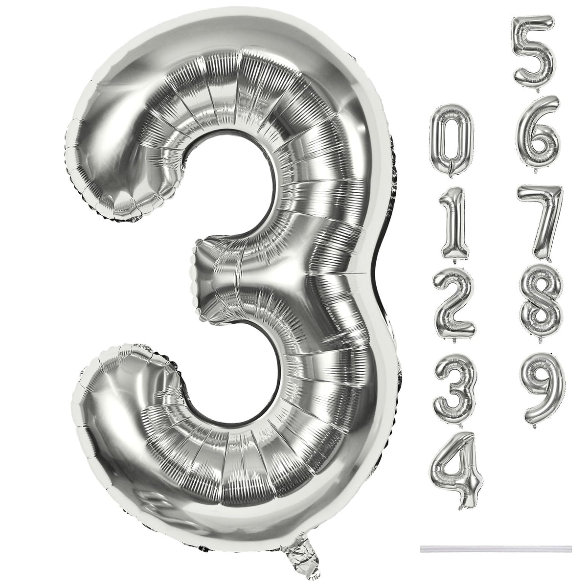Lingqiang silver 3 balloon, 40-inch giant, ideal for milestone birthdays.