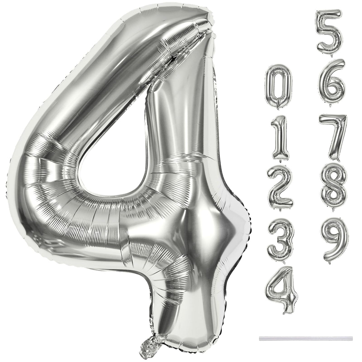 Lingqiang silver 4-number balloon 40in ready for birthdays and celebrations.