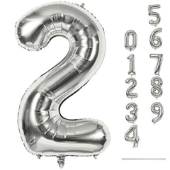 Lingqiang silver 40-inch number 2 balloon in hero shot for standout party photos.