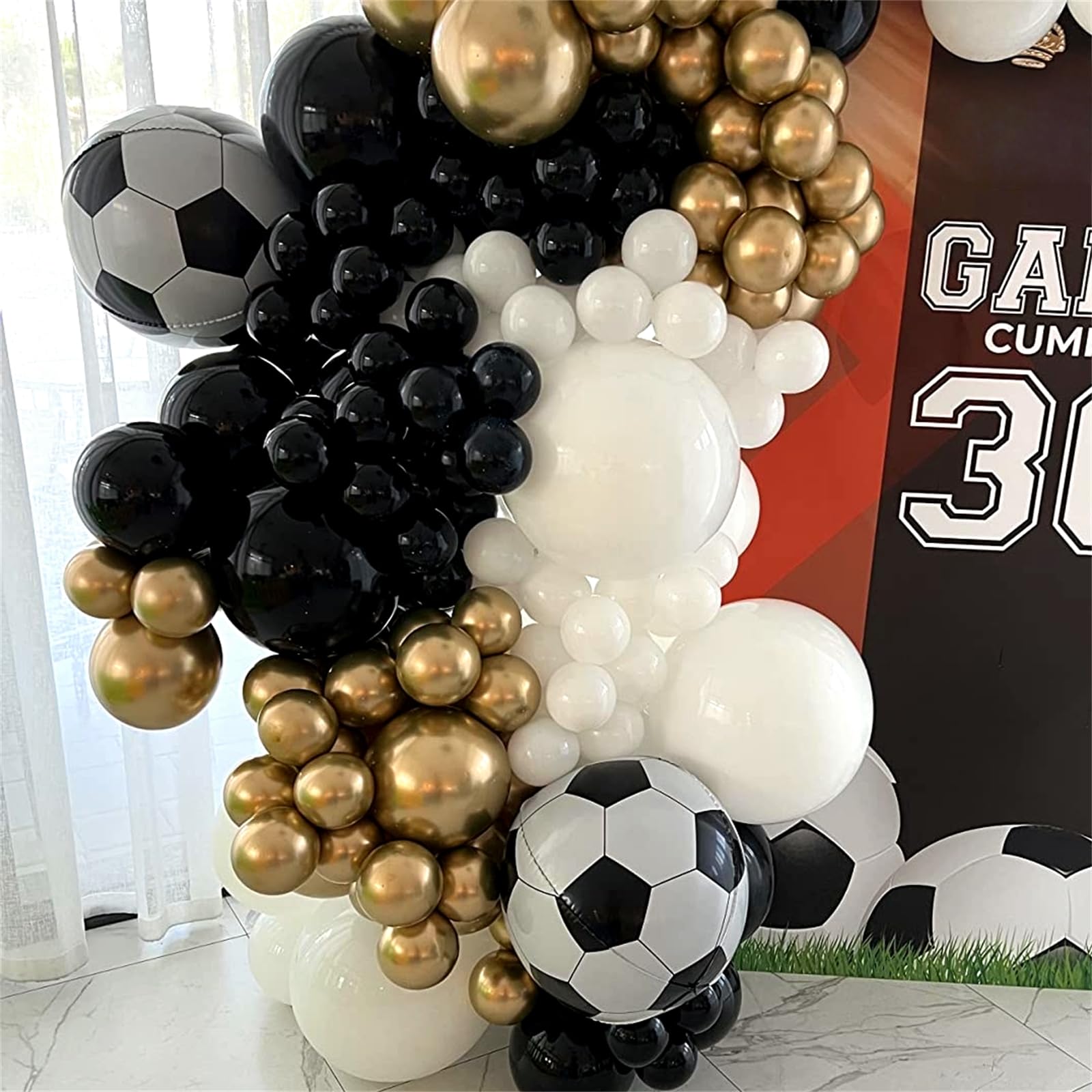 Lingqiang 4D soccer balloons with hanging holes for wall or ceiling decor