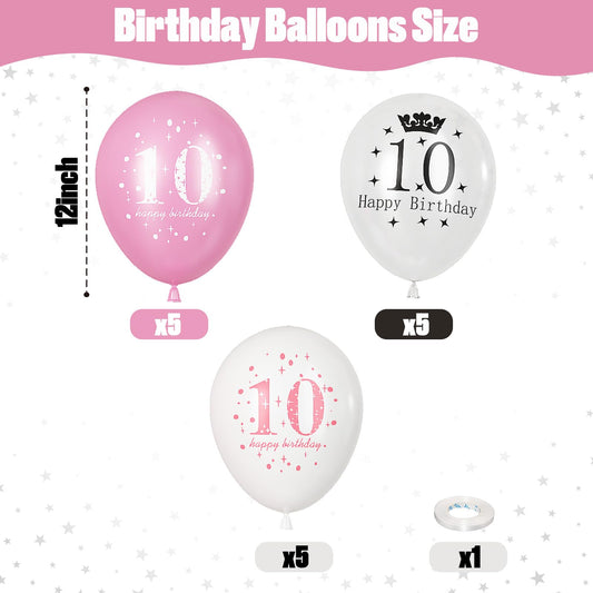 Lingqiang white 10th birthday balloons pack adds elegant contrast to celebrations.