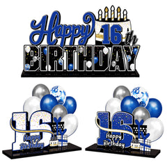 LINGTEER 16th Birthday blue acrylic topper enhances festive table decor and photos