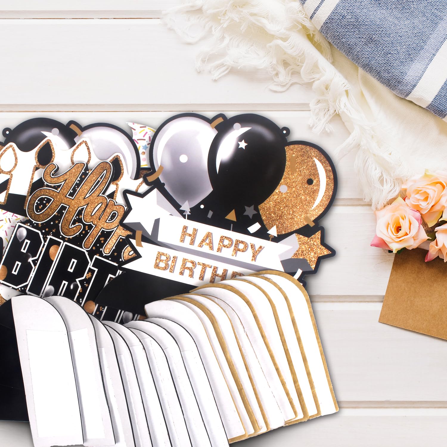 LINGTEER 27th Birthday table decor set complements birthday celebrations.
