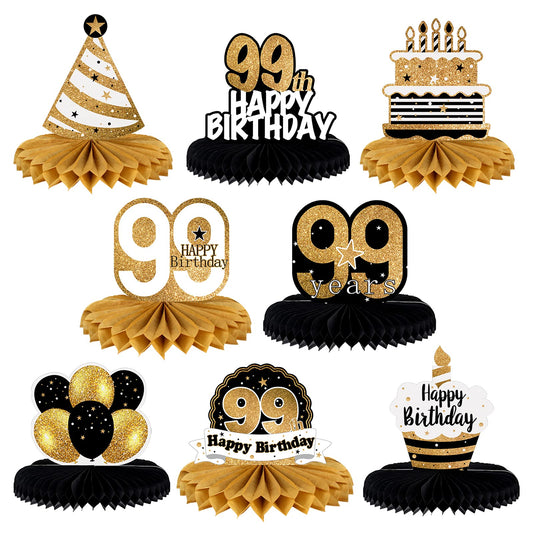LINGTEER 99 Years Old decor on table with vibrant honeycomb centerpiece