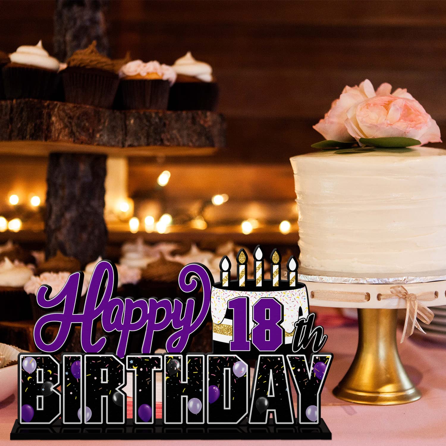 LINGTEER 18th birthday purple topper in protective packaging