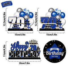 Close-up of Lingteer 70th birthday blue acrylic topper showing thick edge detail