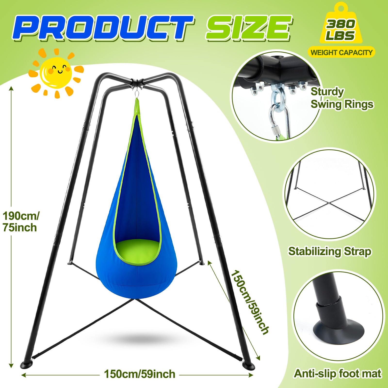 Lingvee sensory pod chair blue supports calm, engaging sensory play