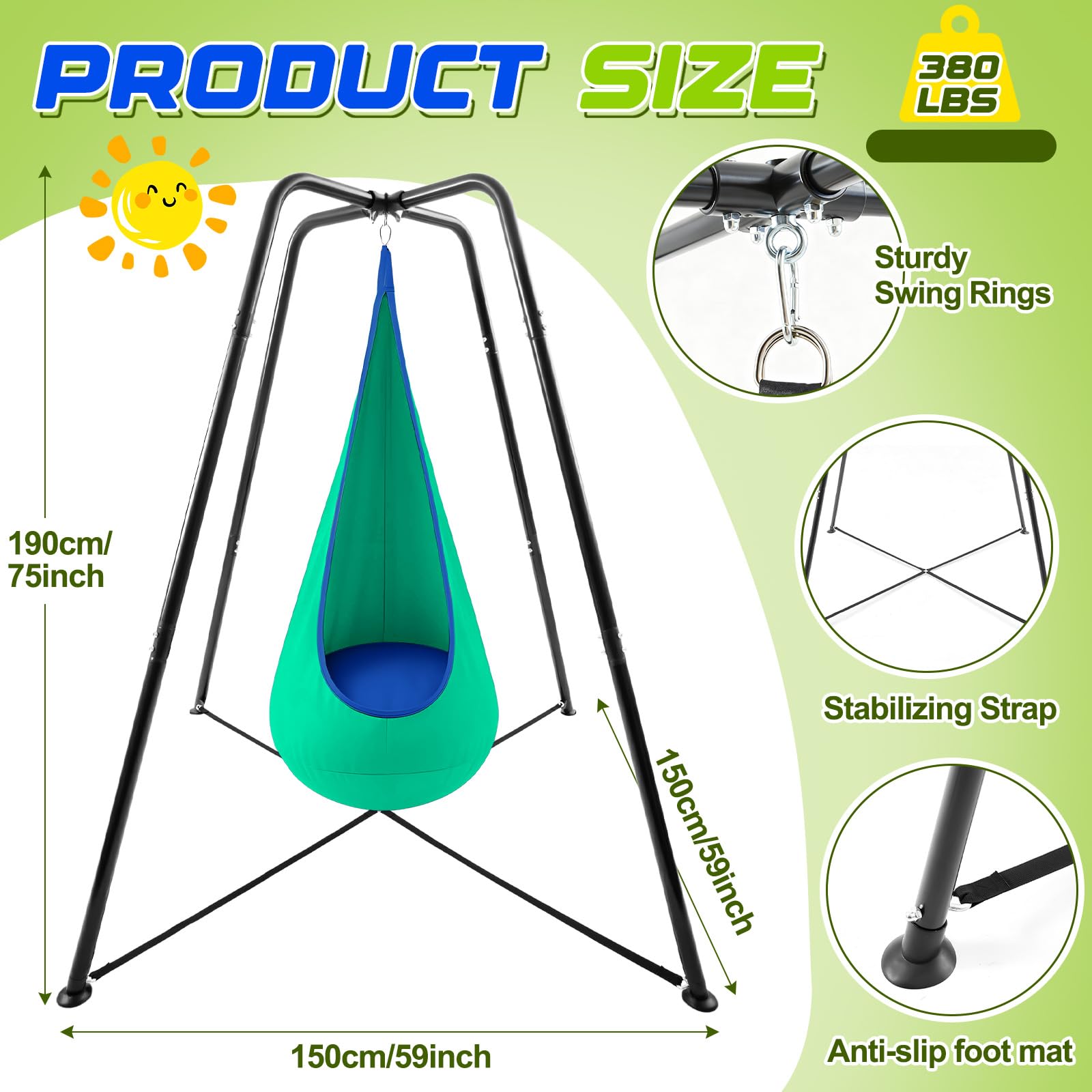 Lingvee sensory pod chair close-up highlights breathable nylon fabric