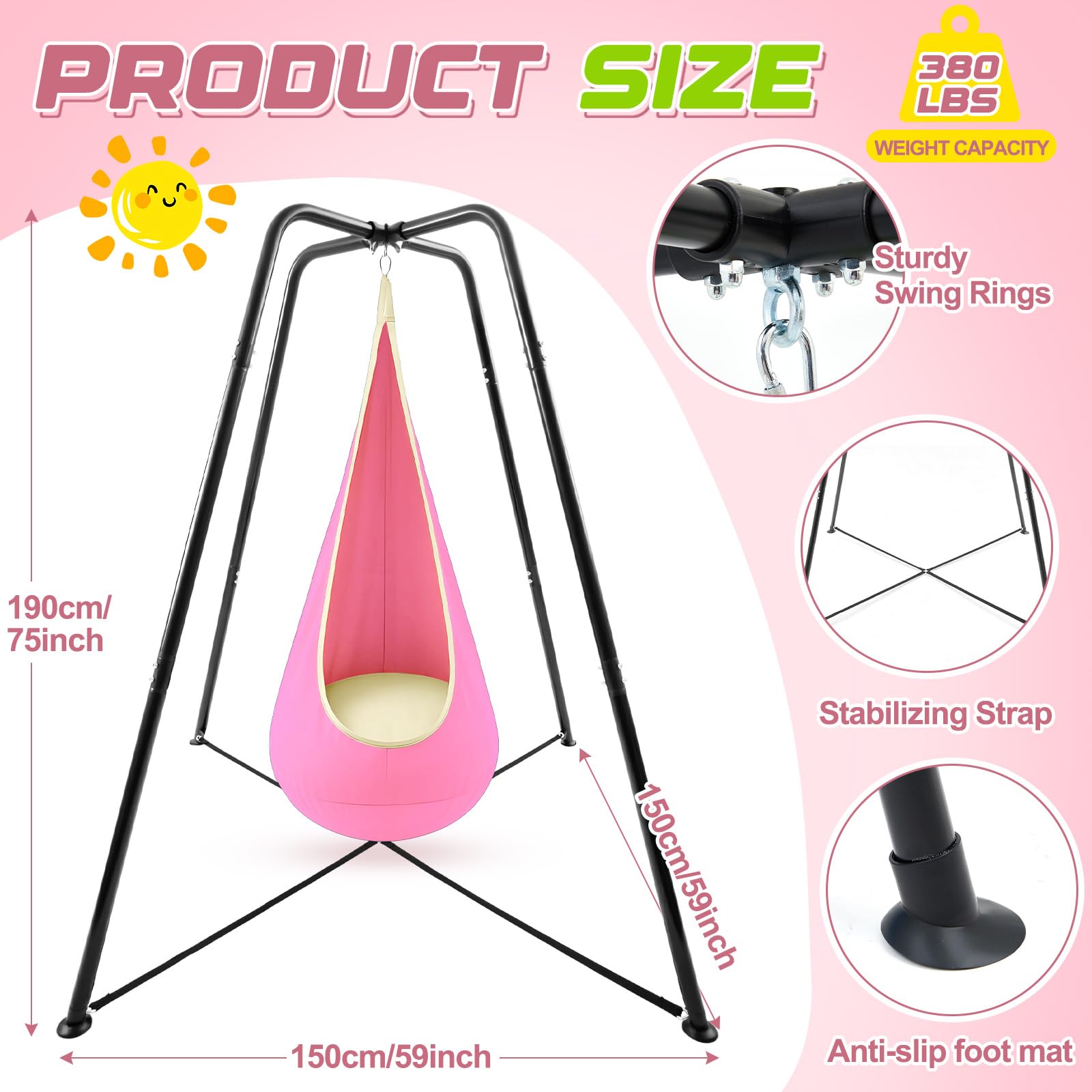 Lingvee sensory swing with breathable fabric supports balance and coordination