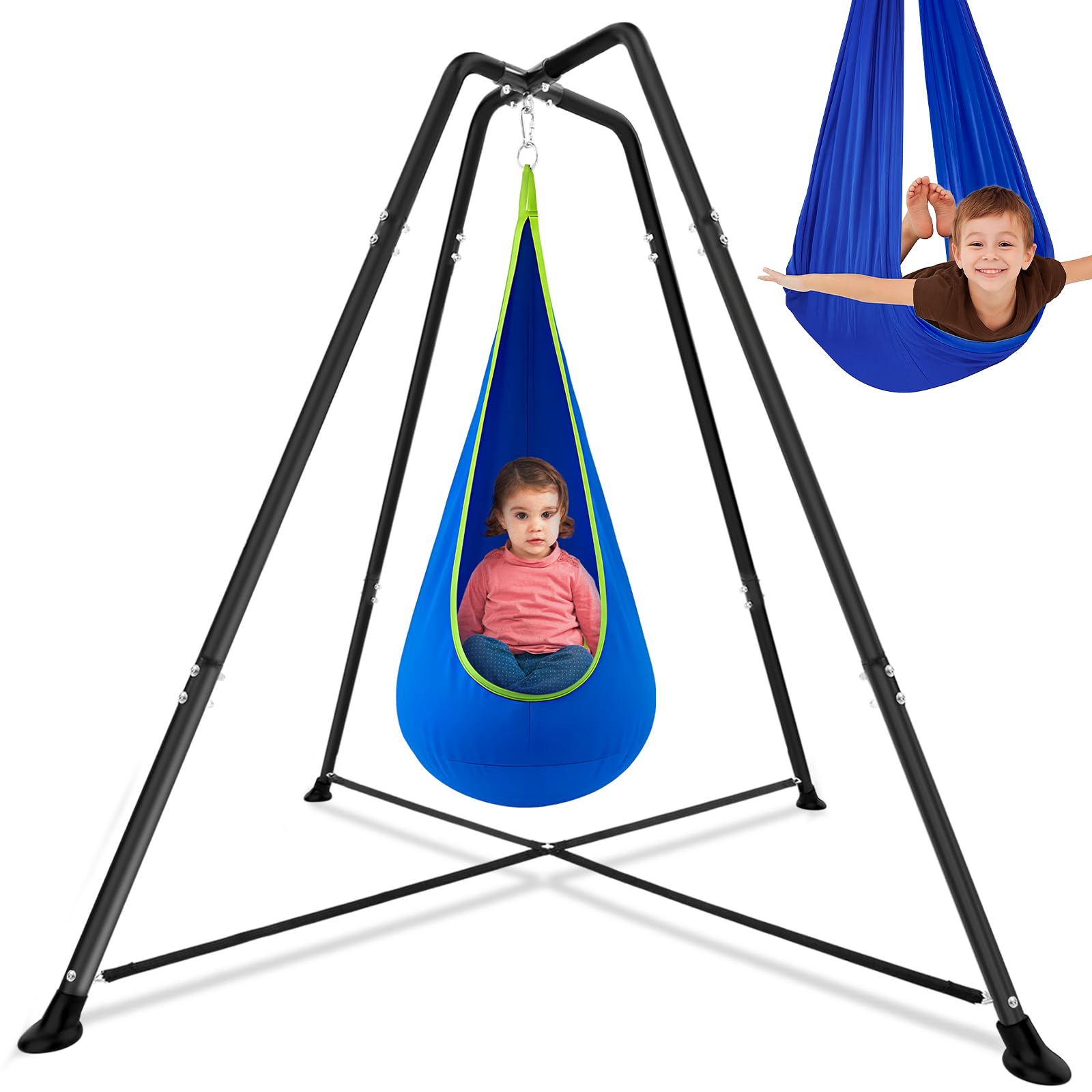 Lingvee swing stand frame blue for sturdy backyard play and easy assembly