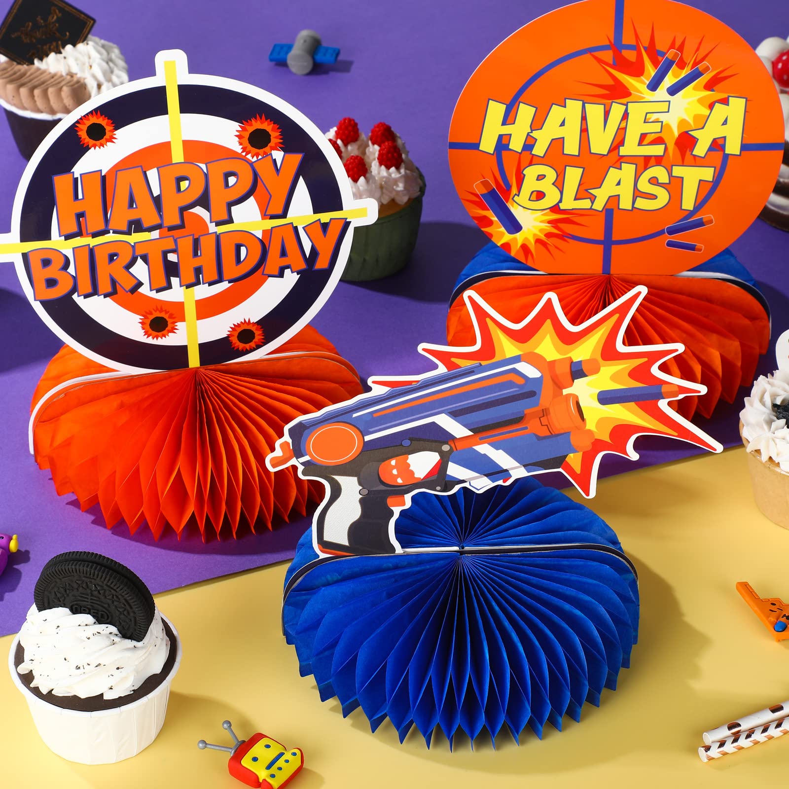 LINGXIU dart war centerpiece colorful design ideal for boys' parties.