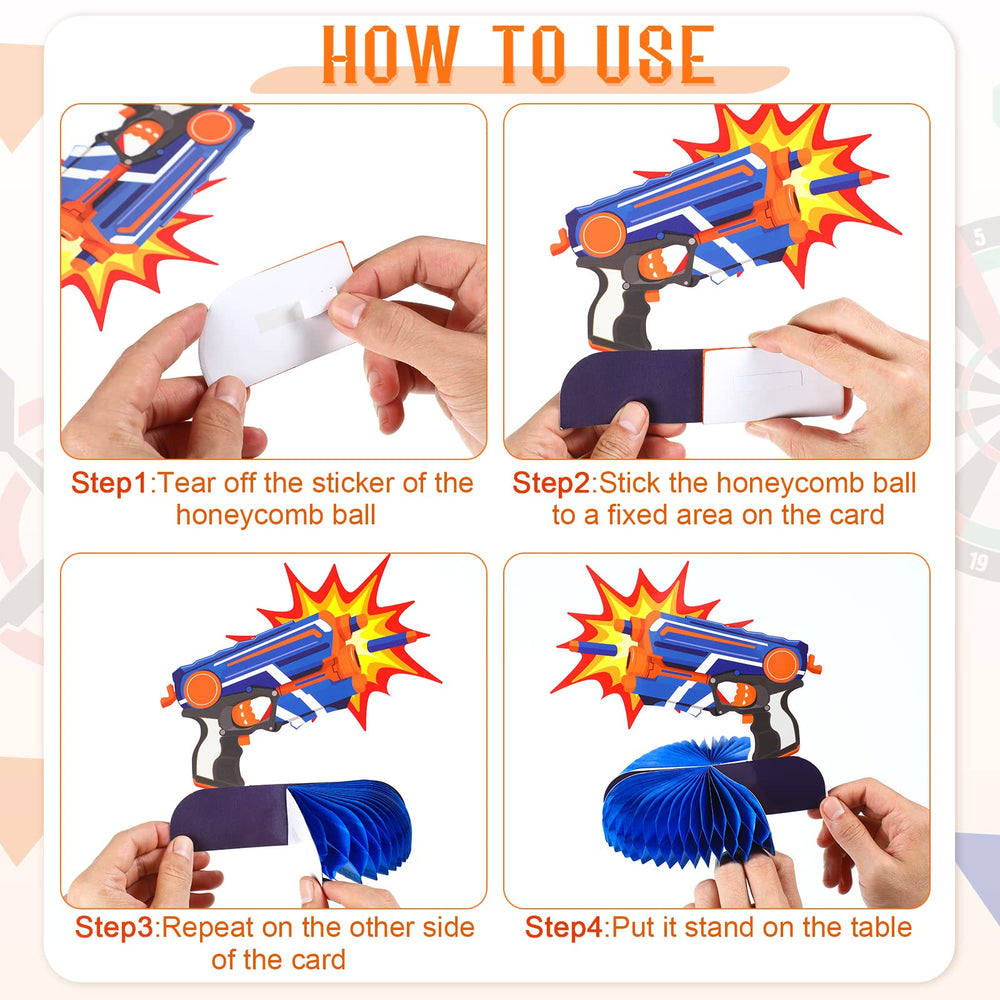 LINGXIU dart war centerpiece honeycomb-ball enhances 3D party ambiance.