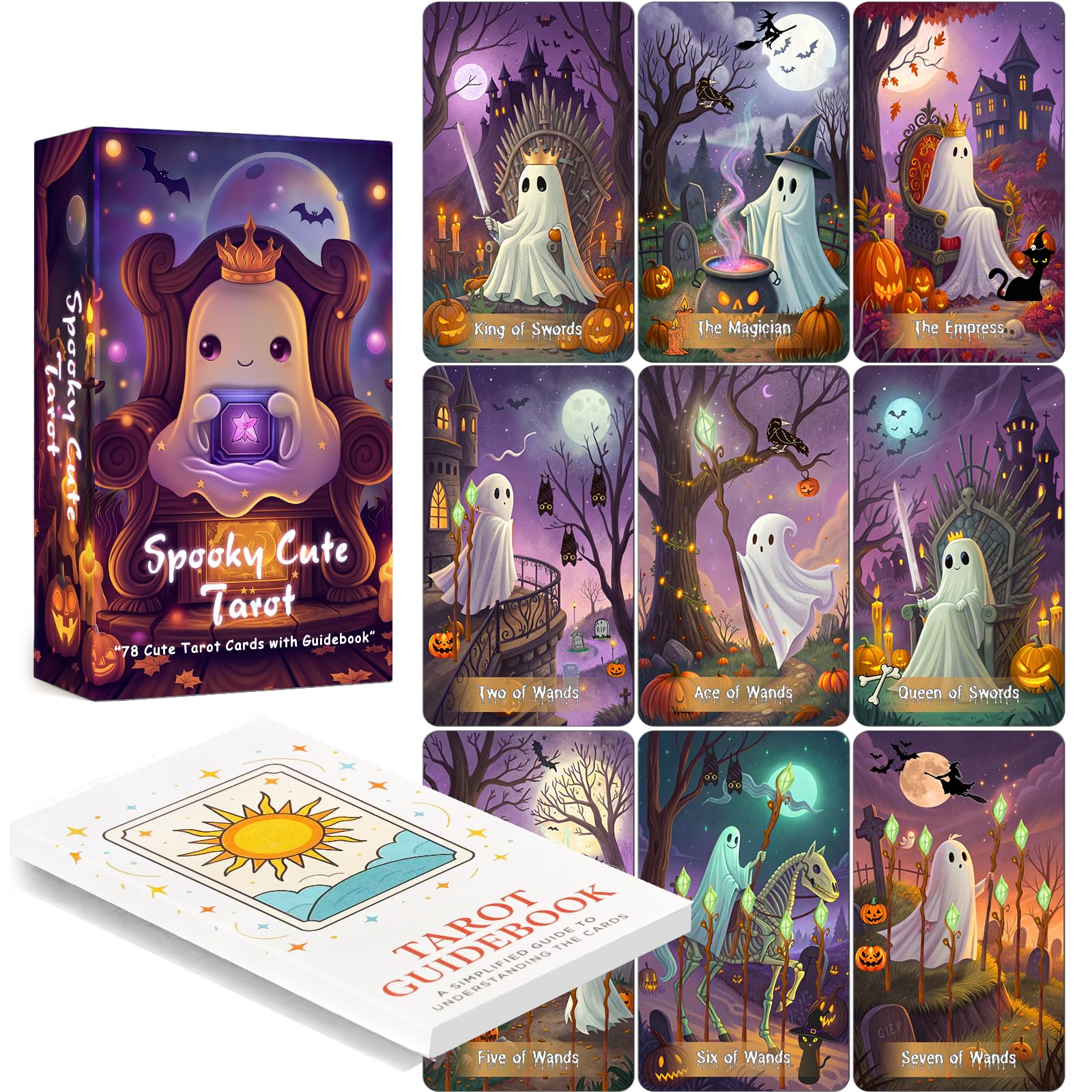 LINGYILY Spooky Cute Tarot Deck cards with vivid arcana for beginner readings