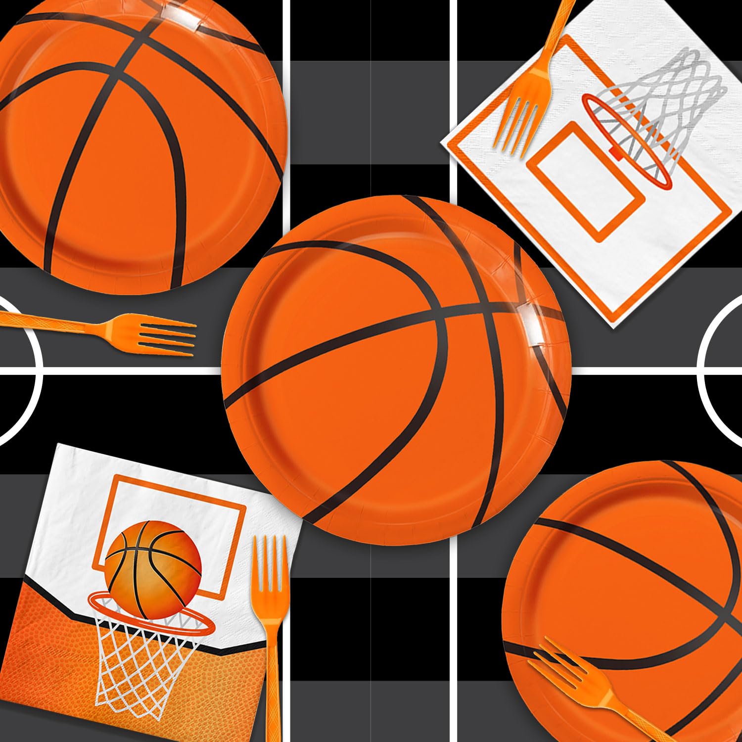 LINHAXM orange and black color scheme pops in party photos and decor.