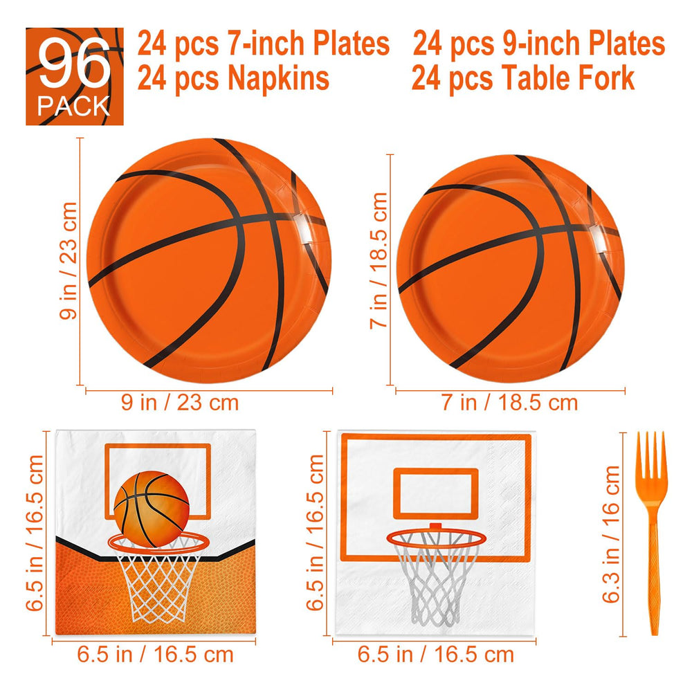 LINHAXM basketball dessert plates 7-inch add color to sweet treats at the party.