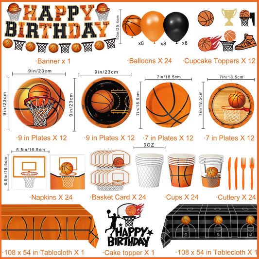 LINHAXM basketball plates 7in with two designs for easy dessert service