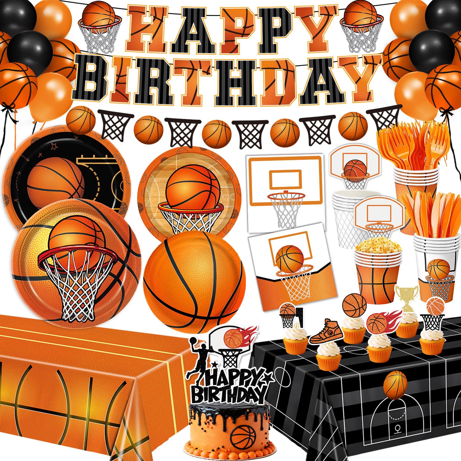 LINHAXM basketball plates 9in in vibrant design for a game-day table setting