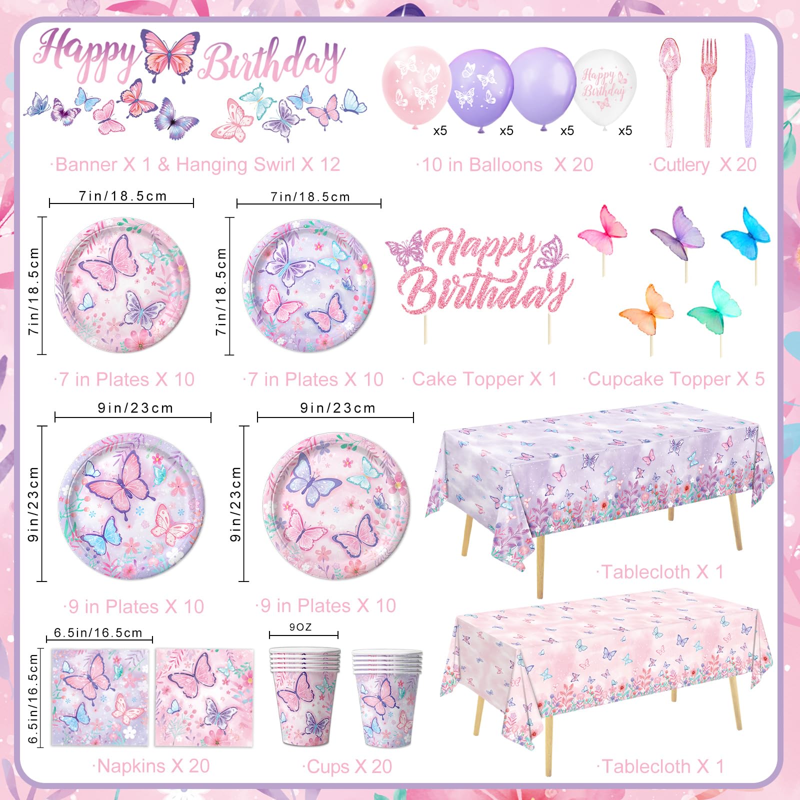 LINHAXM butterfly plates 7in add cute dessert servings at parties.
