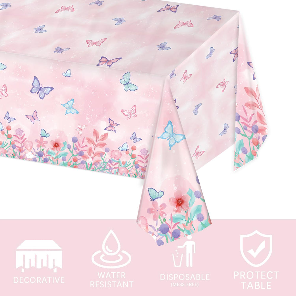 LINHAXM butterfly tablecloth closeup shows a smooth waterproof surface.