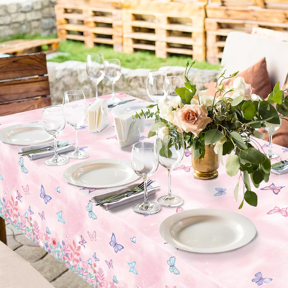 LINHAXM butterfly tablecloth folded storage demonstrates compact party gear.