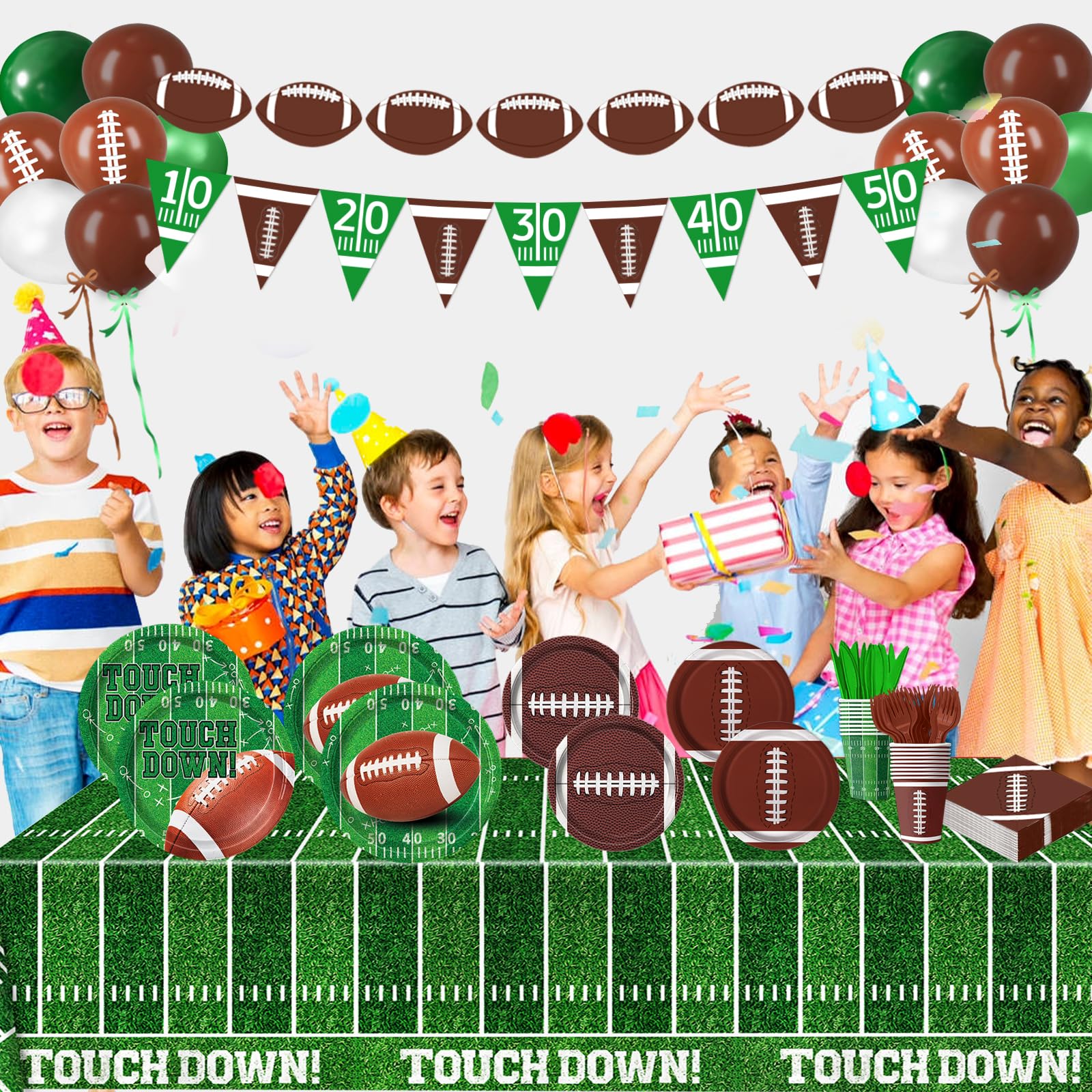 LINHAXM football balloons 20-count; festive accents that elevate tailgate or viewing parties.