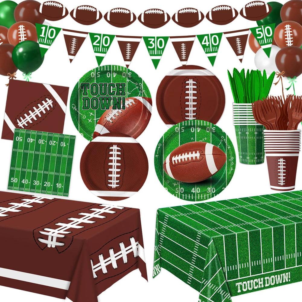 LINHAXM football plates 9-inch; sturdy dinnerware for game-day celebrations.