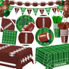 LINHAXM football plates 9-inch; sturdy dinnerware for game-day celebrations.