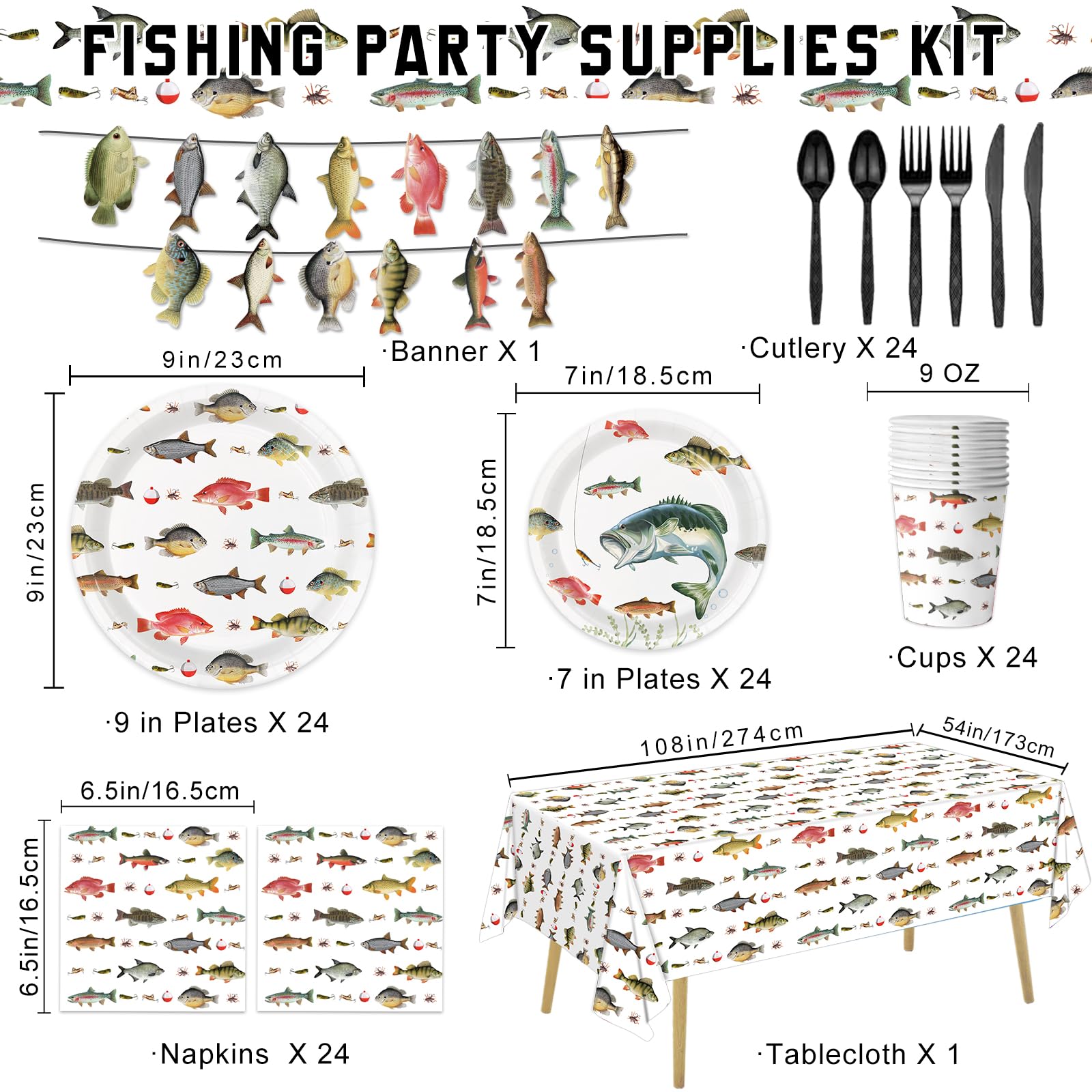LINHAXM Gone Fishing dessert plates 7in for festive servings and easy cleanup