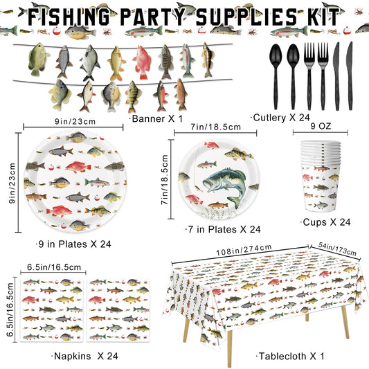 LINHAXM Gone Fishing dessert plates 7in for festive servings and easy cleanup