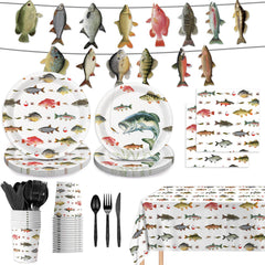 LINHAXM Gone Fishing dinner plates 9in for party aesthetics and easy cleanup