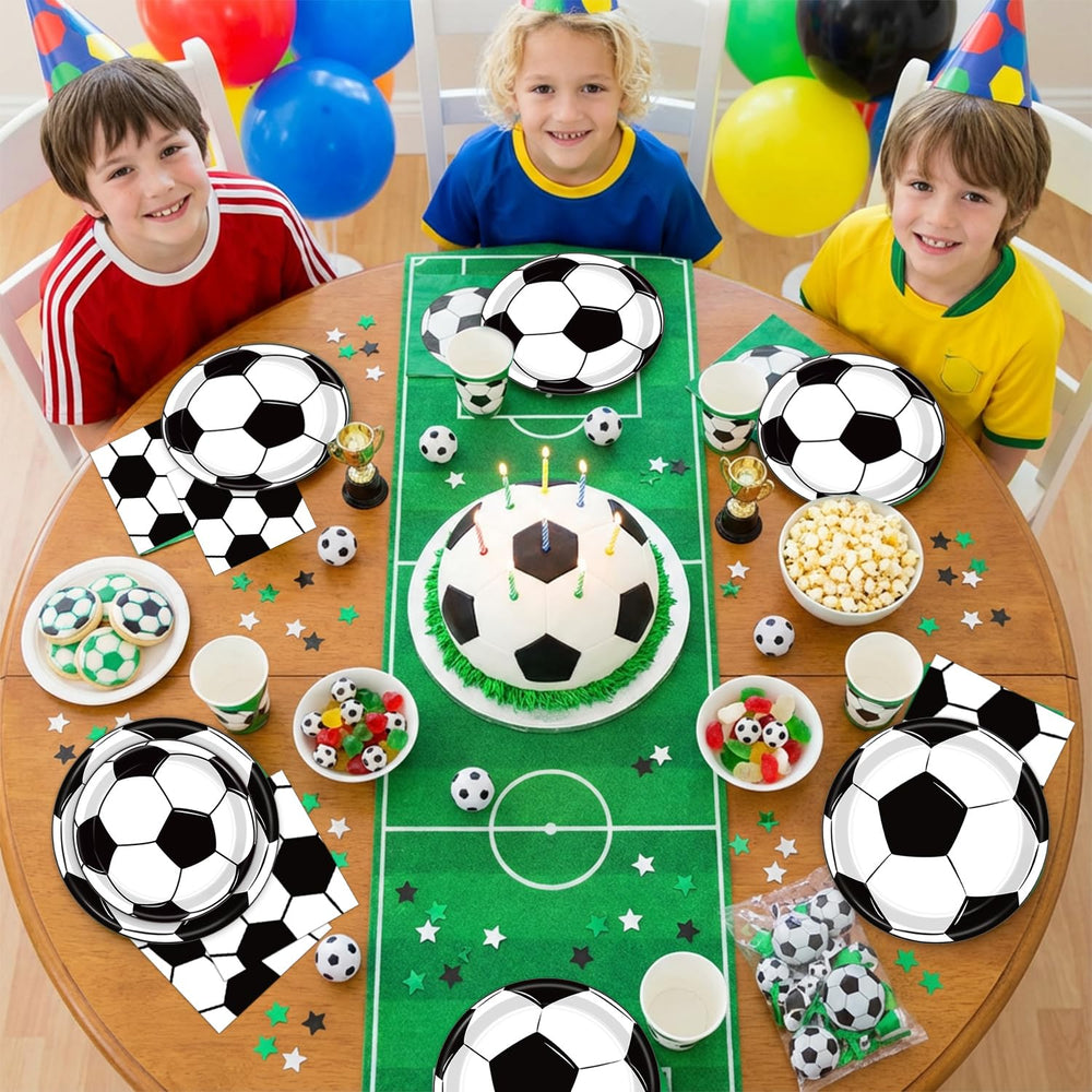LINHAXM green field theme creates immersive soccer party atmosphere