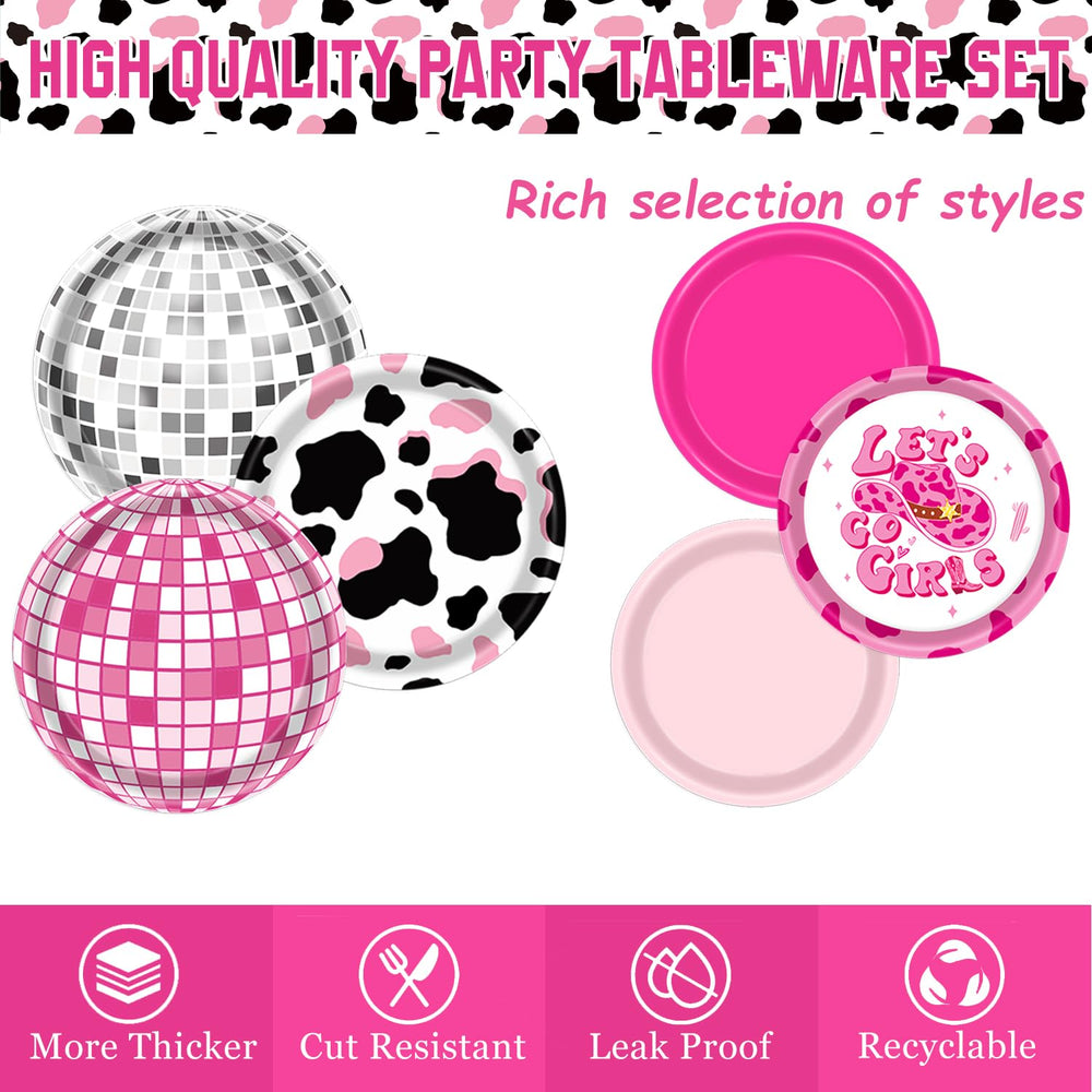 LINHAXM 7-inch dessert plates with cowprint design for easy serving