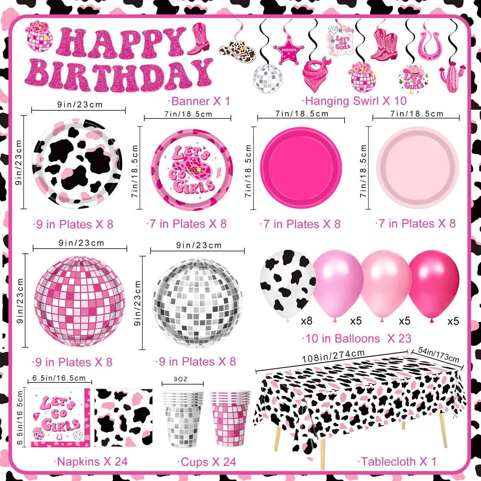 LINHAXM 9-inch pink cowprint plates ideal for stylish serving