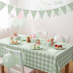 LINHAXM sage green gingham forks sturdy cutlery for casual dining.