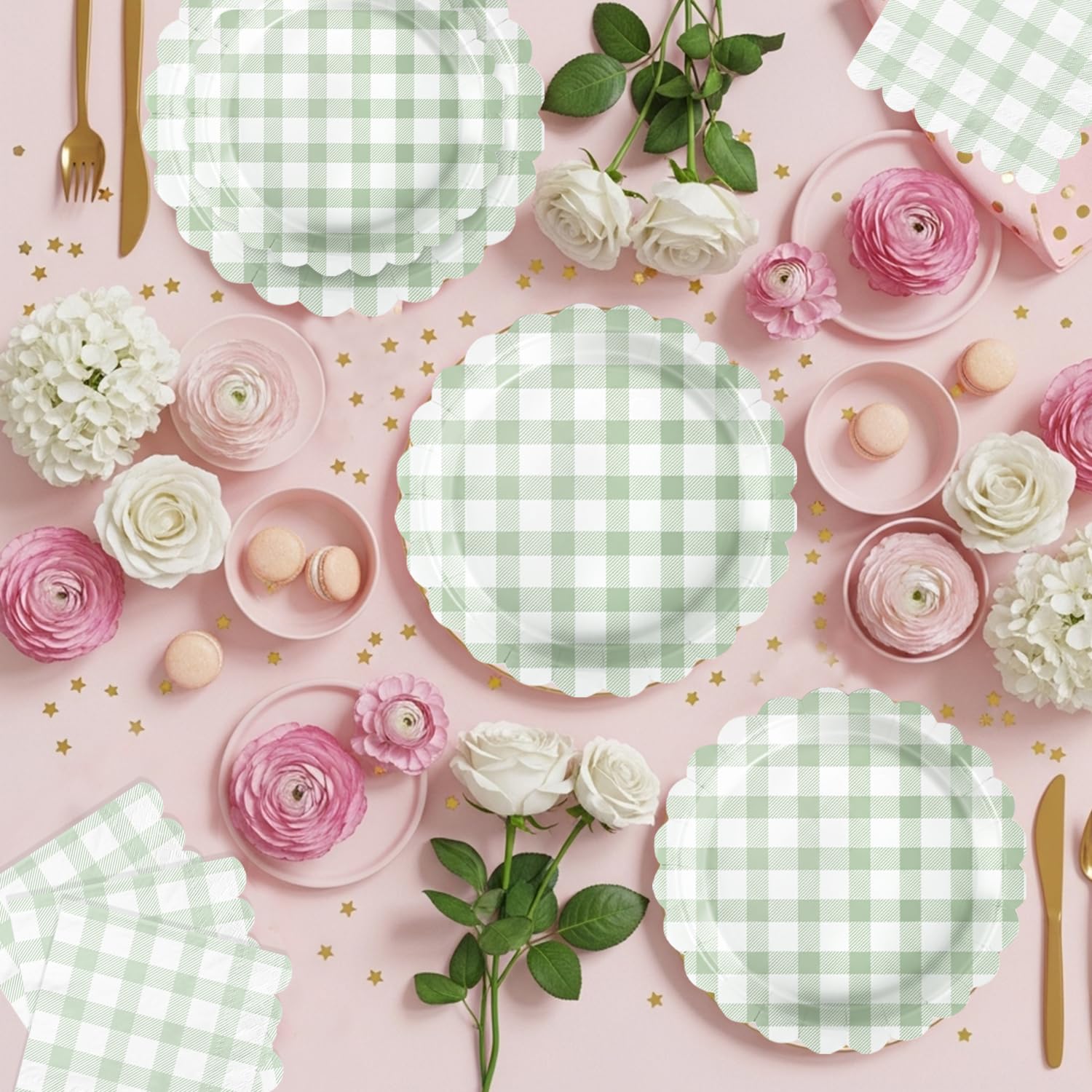 LINHAXM sage green gingham napkins add soft touch and practical hand-drying during gatherings.